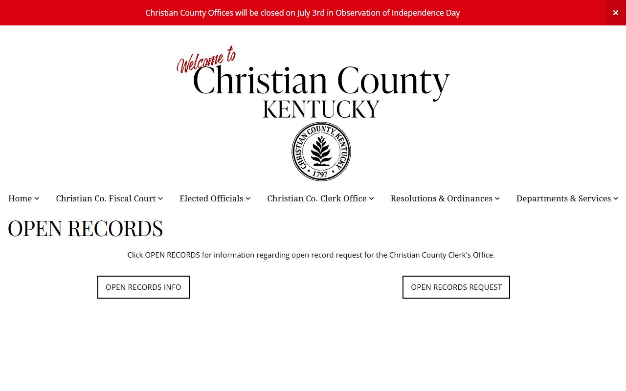 Christian County clerk records open records request page