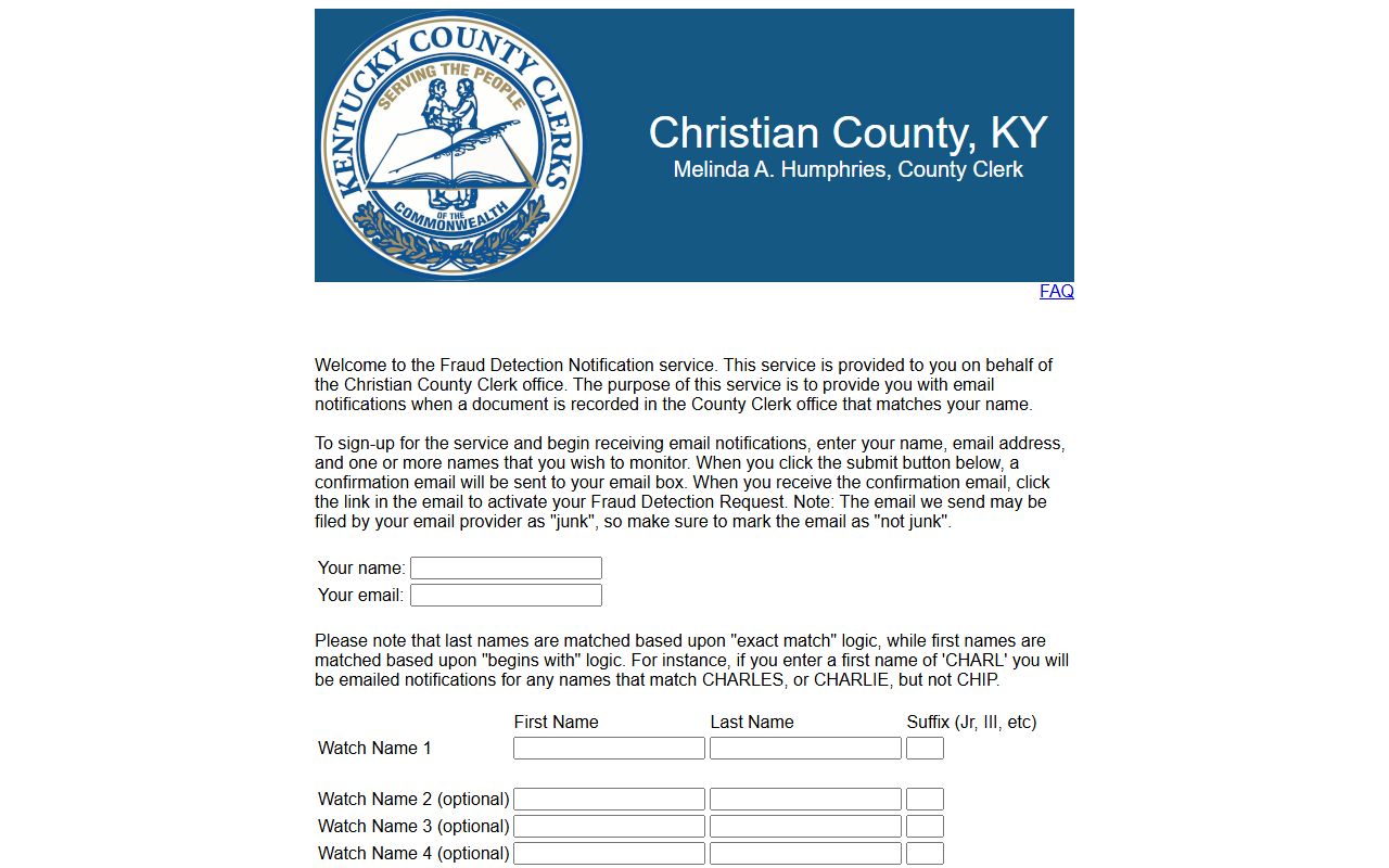Christian County clerk records fraud alert portal