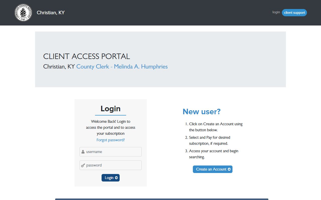 Christian County clerk records client access portal