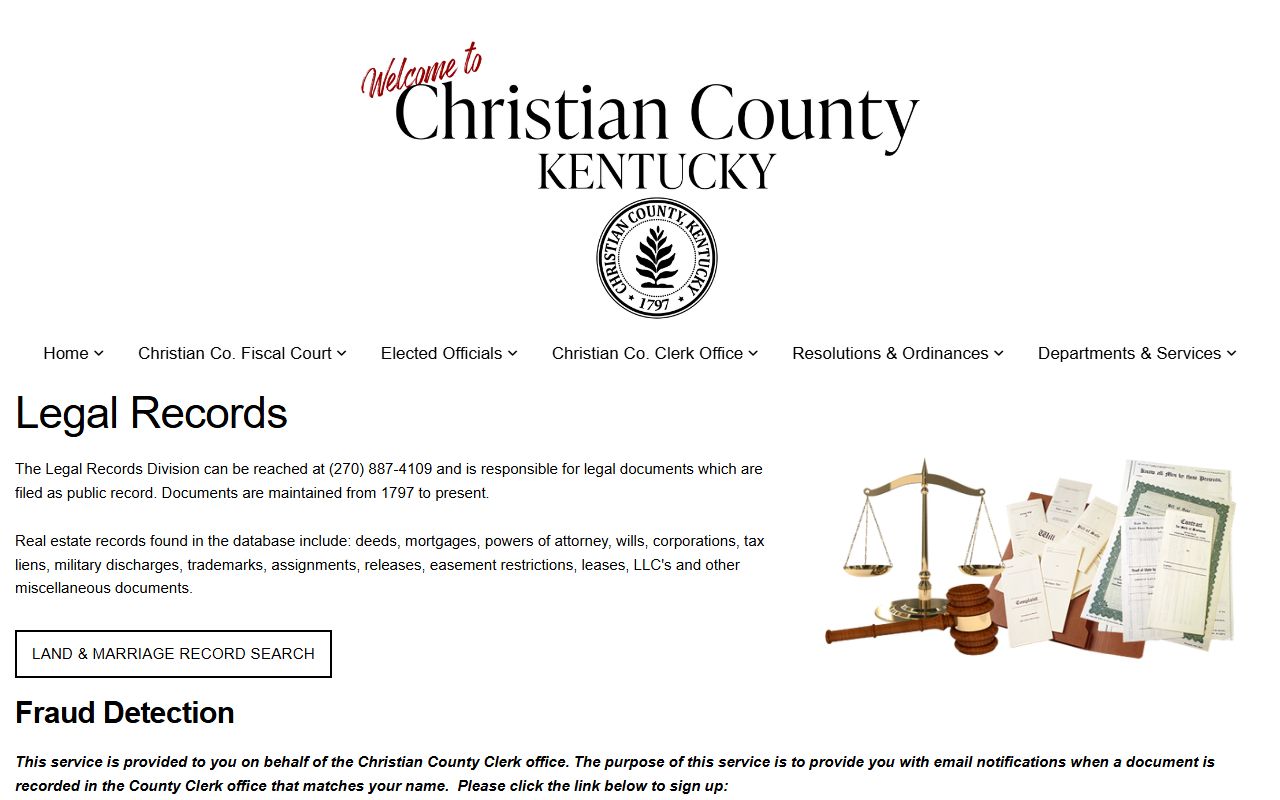 Christian County clerk records legal records page