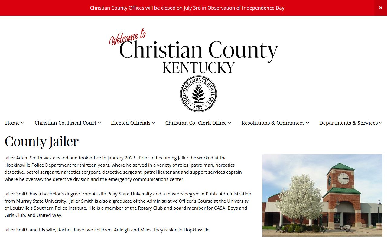 Christian County criminal court records jailer custody source