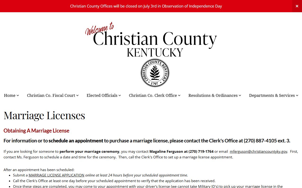 Christian County marriage records marriage license page