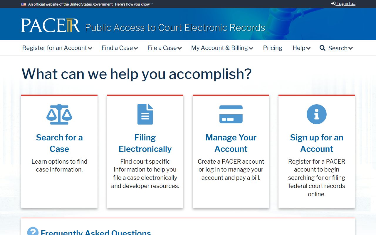 Christian County probate records PACER federal case access distinction